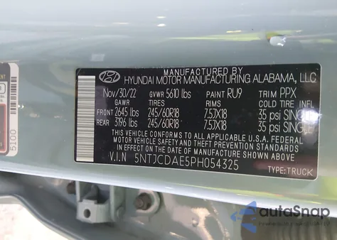 2023 Hyundai Santa Cruz Sel z USA, uszkodzony, nr VIN 5NTJCDAE5PH054325